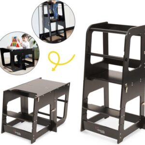 Bouchelle® Leertoren - Learning Tower - Keukentoren - Keukenhulp - Anti Slip Opstapje - Leertoren Montessori - Opvouwbaar - Zwart