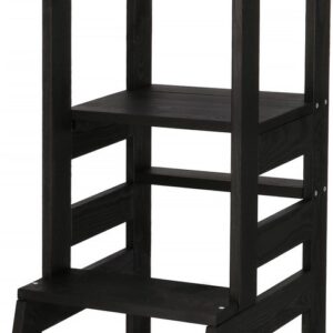 Springos Leertoren Montessori | Zelfmontange | Leertoren Keukenhulp | Keukentoren | Leertoren Peuters | Stabiel | Zwart